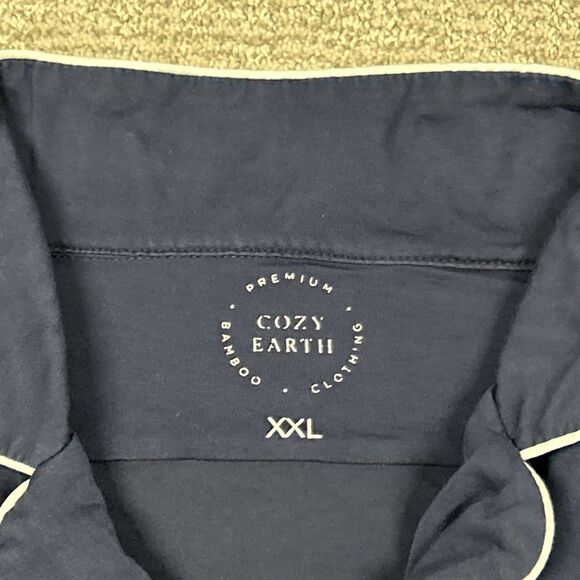 Cozy Earth Pajama Top Womens XXL Navy Blue Long Sleeve Stretch Bamboo Shirt - Picture 2 of 5